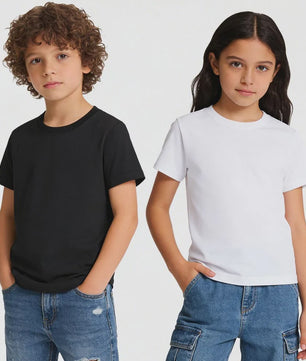 Basic Katoenen T-shirt voor Kinderen & Baby's - Jongens & Meisjes - Wit & Roze - Maten 1 t/m 14 Jaar