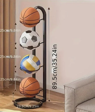 Zwarte Metalen Sportbal Organizer - Multifunctioneel Rek voor Ballen