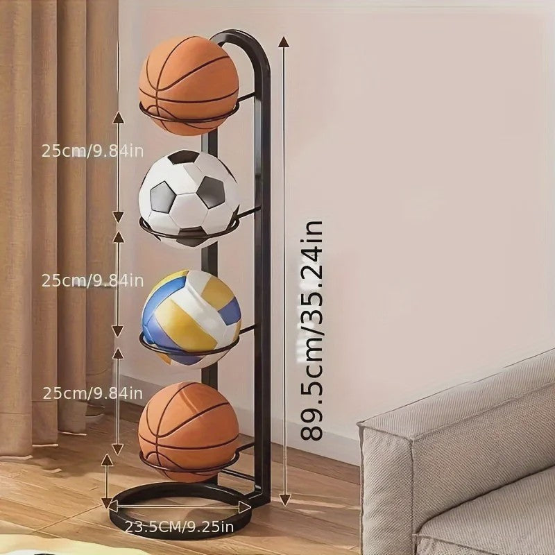 Zwarte Metalen Sportbal Organizer - Multifunctioneel Rek voor Ballen