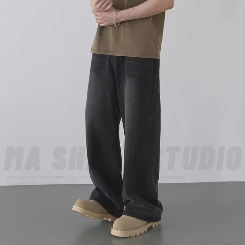 Herfst/Lente Heren Jeans - Loose Fit, Wide Leg, Vintage Washed Denim