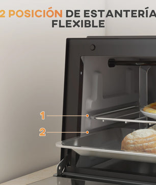 Homcom Mini Elektrische Oven 9L - Compacte Keukenoven met Timer & Temperatuurregeling