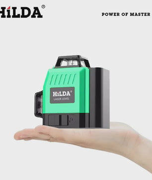 HILDA 3D Laser Waterpas - 12 Groene Lijnen, Zelfnivellerend, 360° Kruis, Draagbaar