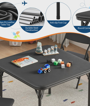 Opvouwbare Kinder Speel- en Studietafel met 2 Stoelen - Zwart
