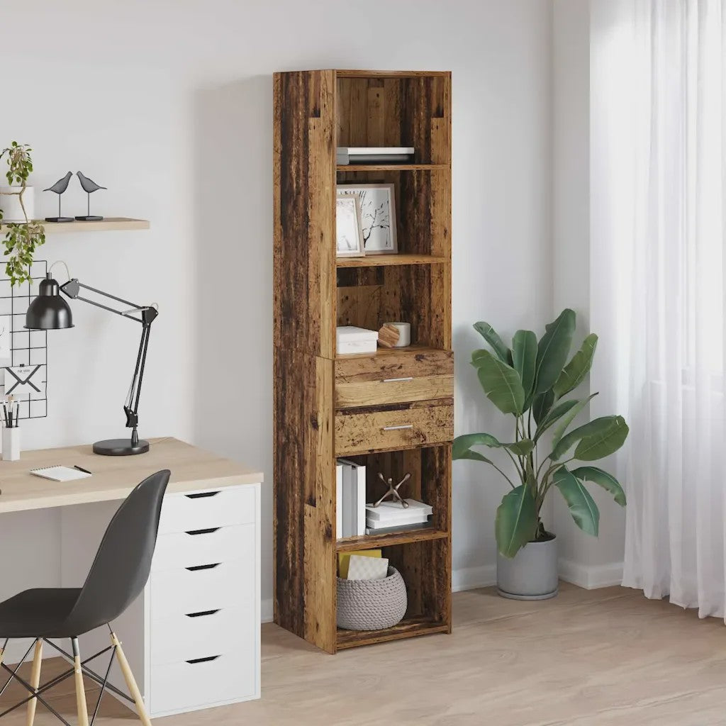 Hoge Houtkleurige Kast voor Woonkamer en Hal - Tijdloos Design, Stabiel & Veel Opbergruimte