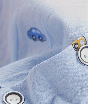 Schattige Baby Jongens Kleding Set: Auto Print Overhemd met Lange Mouwen & Denim Broek
