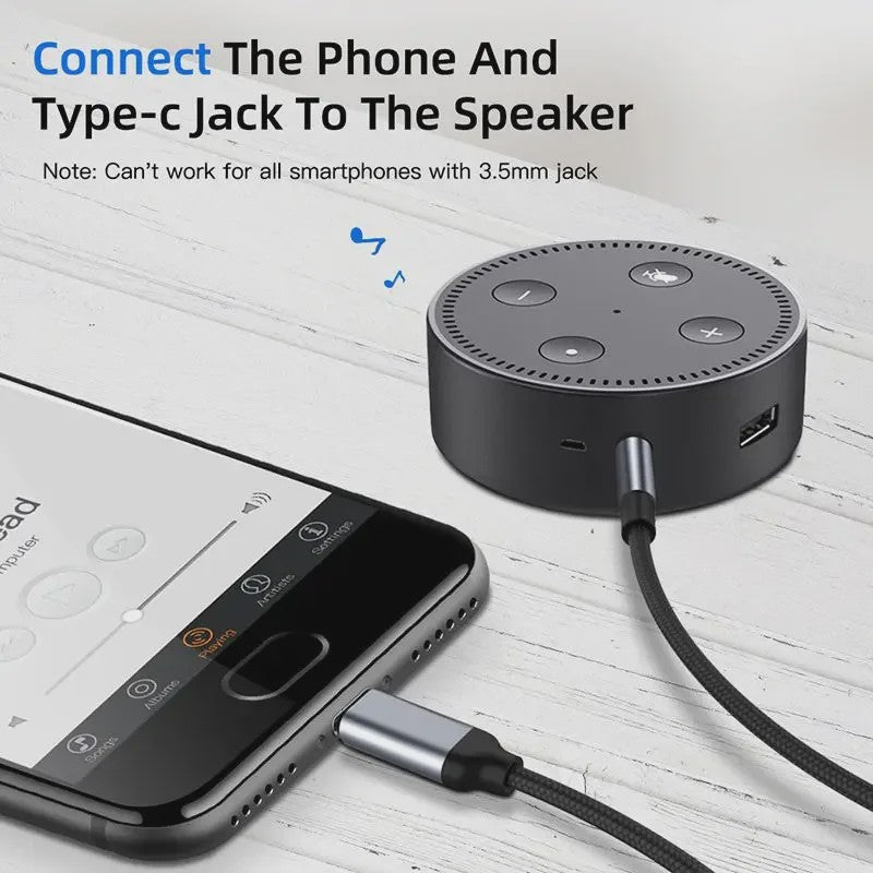 USB-C naar 3.5mm Jack Audio Kabel - Aux Adapter voor Telefoon, Auto & Speaker