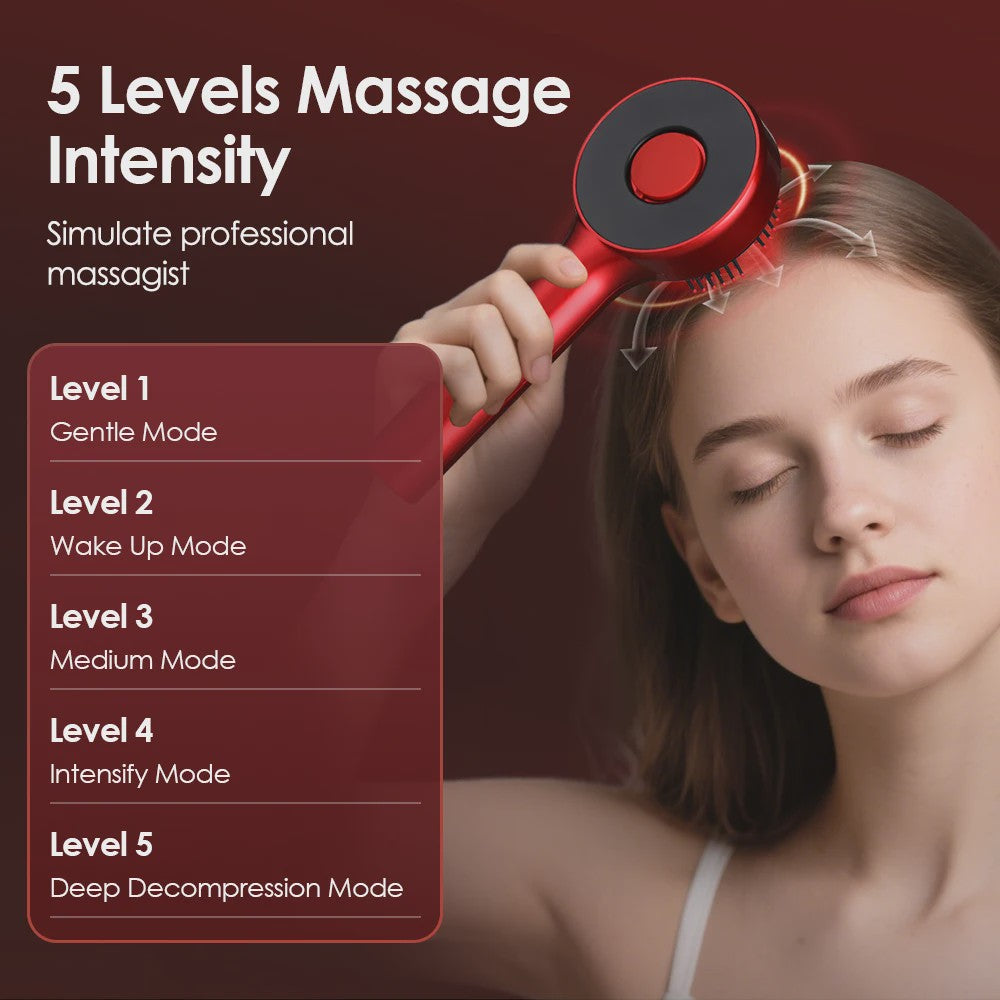 Elektrische Scalp Massage Kam met Vibratie & Lichttherapie voor Haargroei