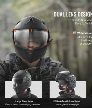 SucceBuy Motorhelm Unmasked ABS & EPS - Veilig, Comfortabel & Verstelbaar met Dubbel Vizier
