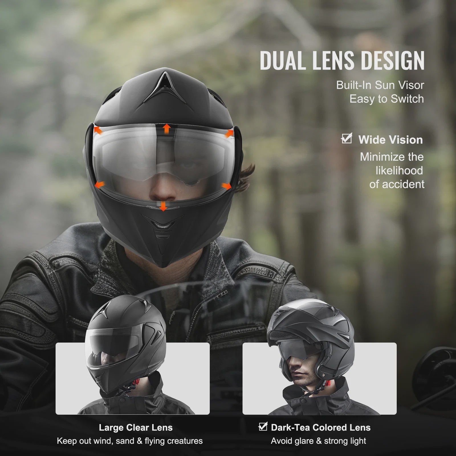 SucceBuy Motorhelm Unmasked ABS & EPS - Veilig, Comfortabel & Verstelbaar met Dubbel Vizier