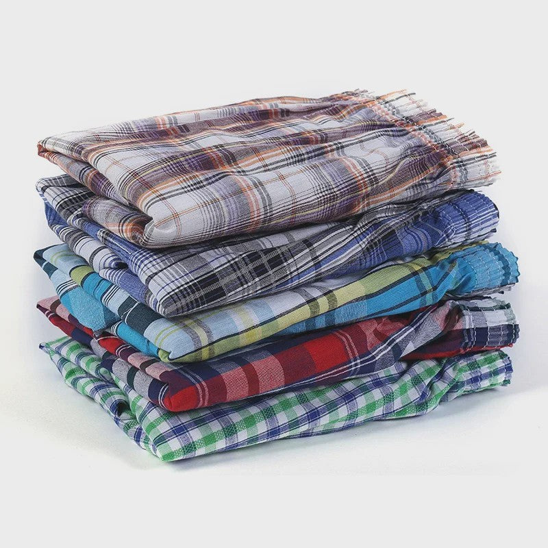 Set van 3, 5 of 7 Geruite Heren Boxershorts - Losse Pasvorm, Elastische Tailleband & Knoopsluiting voor Comfort Thuis