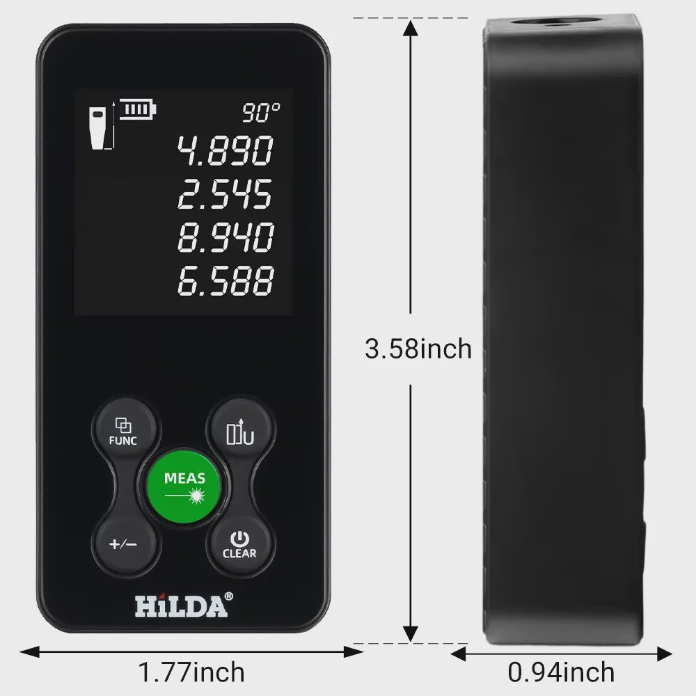 HILDA Laser Afstandsmeter 100M - Oplaadbaar met Hoekmeting en Digitale Meetlint Functie