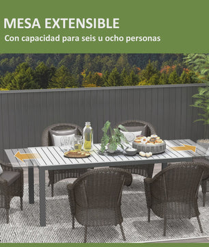 Uitschuifbare Tuintafel Aluminium Frame - Grijs - 180/240x94x73 cm