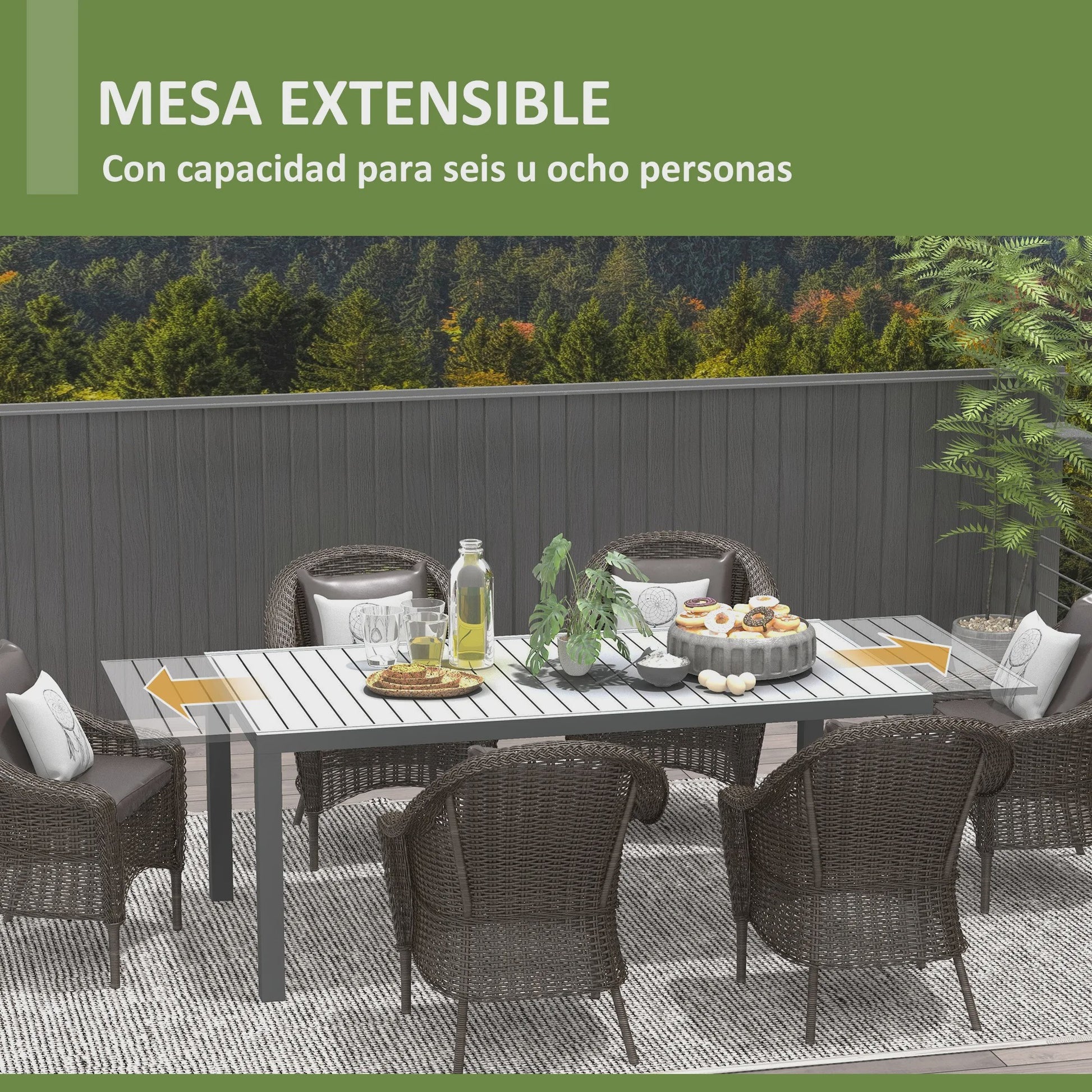 Uitschuifbare Tuintafel Aluminium Frame - Grijs - 180/240x94x73 cm