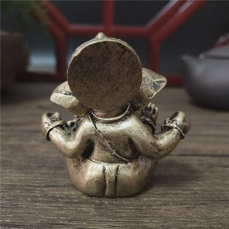 Ganesha Beeldje Bronskleurig - Hindoeïstische God Sculptuur voor Huis & Kantoor Decoratie