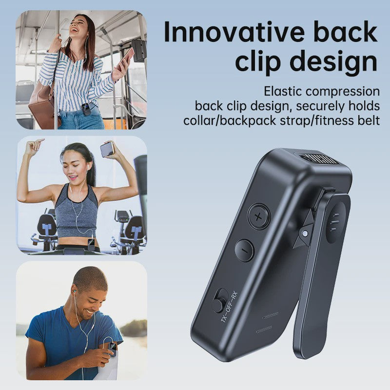 Clip-on Bluetooth 5.4 Audio Zender Ontvanger met AUX, TF Kaart & HIFI Muziek