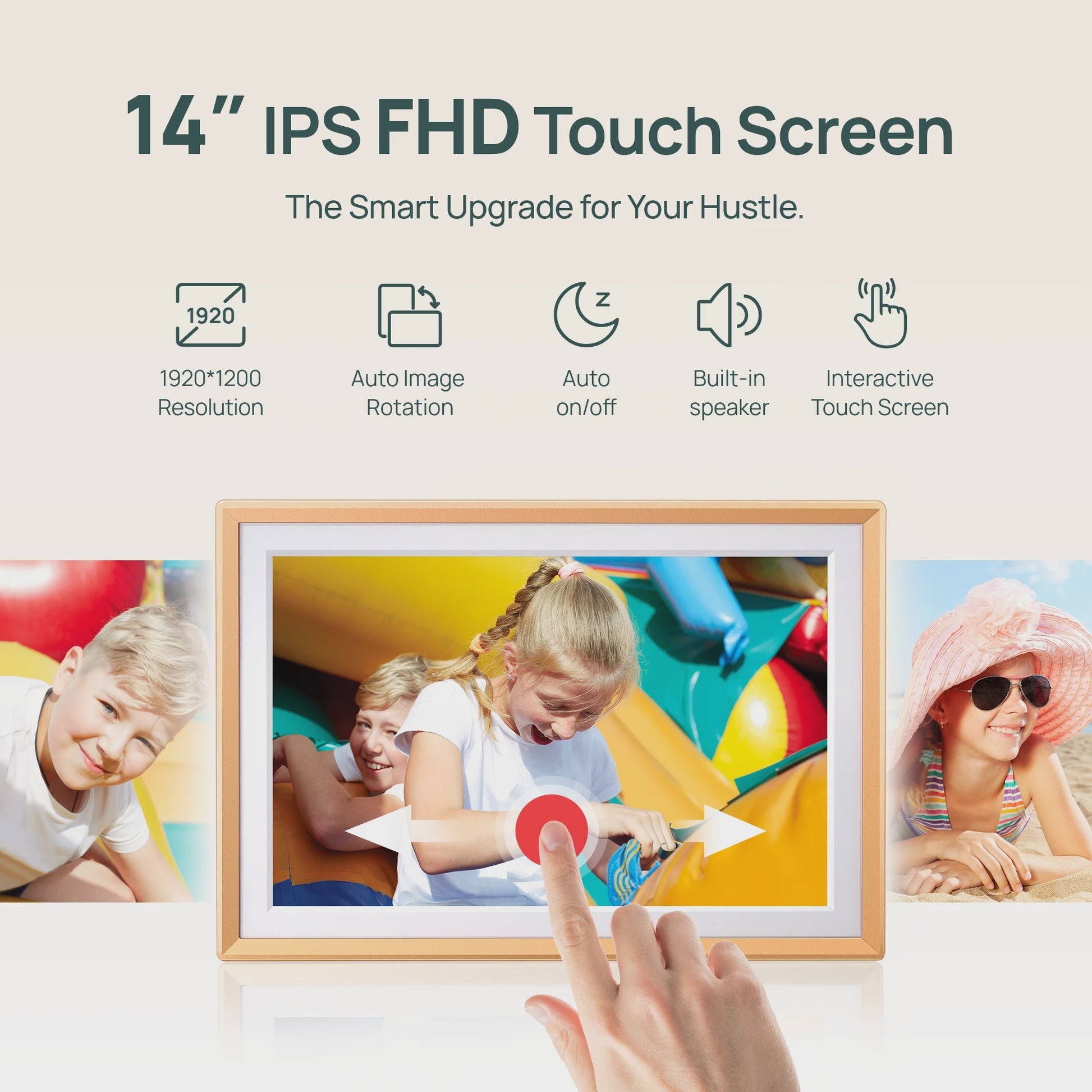 ARZOPA 14 Inch Digitale Fotolijst met WiFi, Cloud Opslag & Touchscreen