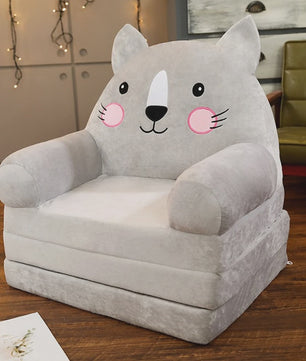 Opvouwbare Kinderfauteuil 2-in-1 | Pluche Cartoon Stoel voor Kinderkamer