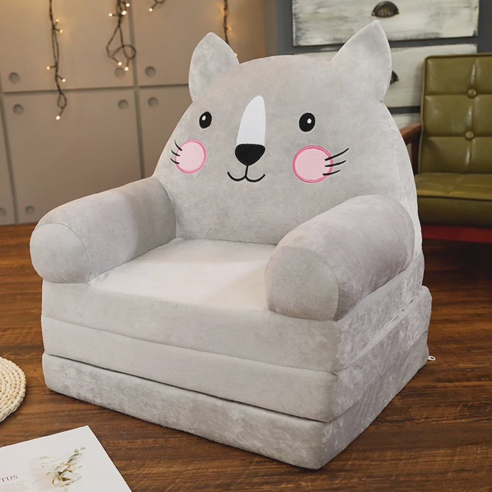 Opvouwbare Kinderfauteuil 2-in-1 | Pluche Cartoon Stoel voor Kinderkamer
