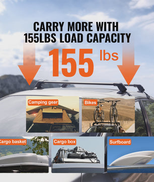 Verstelbare Aluminium Dakdragerset (2 stuks) - 155LBS Capaciteit - Voor Auto's met Kale Dakrand