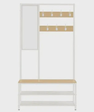 Kapstok met Spiegel en Zitbank - 7 Haken, 35x98x180 cm