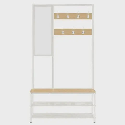 Kapstok met Spiegel en Zitbank - 7 Haken, 35x98x180 cm