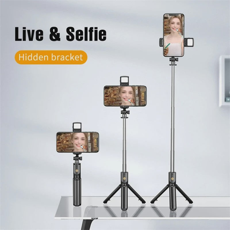 Draadloze Selfie Stick Tripod met Ringlamp en Bluetooth Afstandsbediening