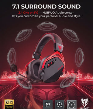 NUBWO HG08 Draadloze Gaming Headset - 7.1 Surround Sound, Lage Latentie, Multiplatform