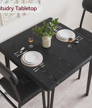 Compact Houten Eettafel voor 2 Personen met Gestoffeerde Stoelen - Ruimtebesparend & Modern