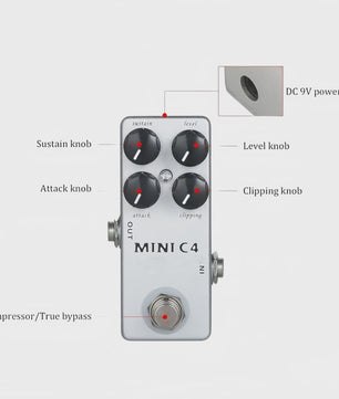 Mosky MINI C4 Gitaar Compressor Effectpedaal - Metalen Shell, True Bypass