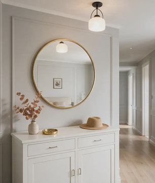 Anajqaqia Ronde Wandspiegel 75 cm - Goudkleurig Aluminium Frame, Veiligheidsglas