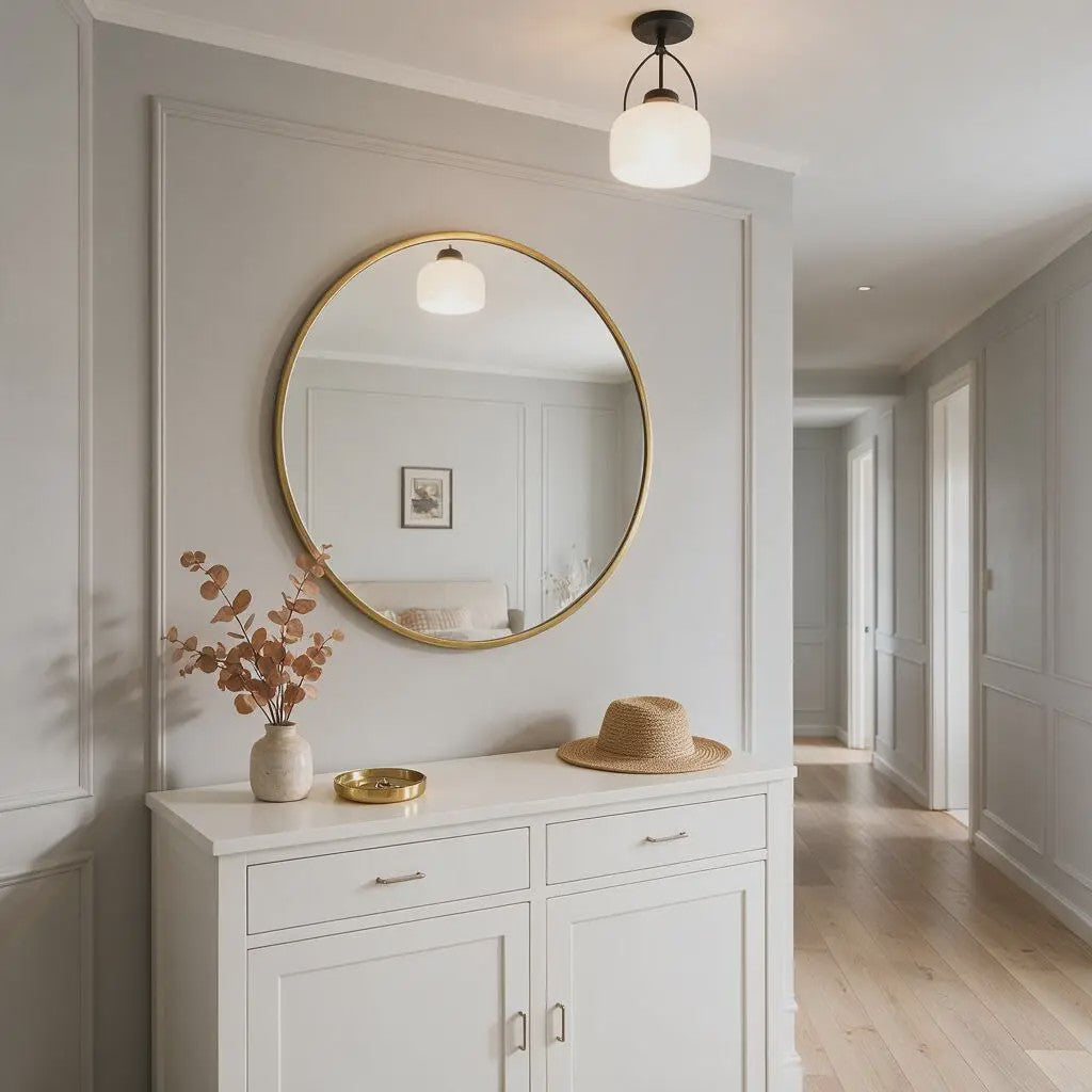 Anajqaqia Ronde Wandspiegel 75 cm - Goudkleurig Aluminium Frame, Veiligheidsglas
