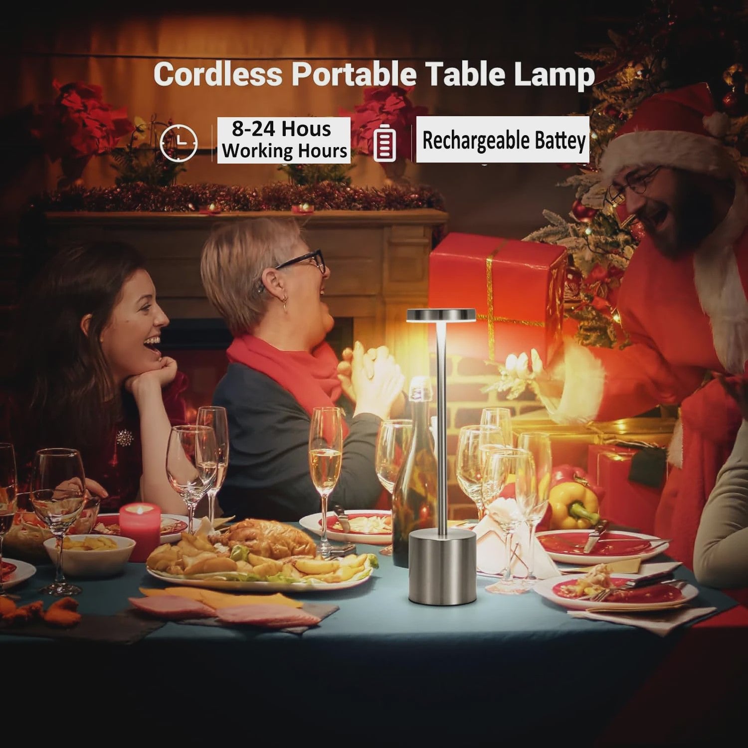 Draadloze LED Tafellamp met Touch Bediening - Oplaadbaar, 3 Kleuren, Dimbaar - Sfeerverlichting