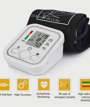 Digitale Bloeddrukmeter Arm - Meet Nauwkeurig Systolische, Diastolische Druk & Hartslag