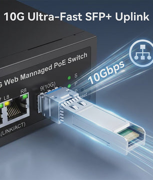 KeepLink 9-Poorts 2.5G/10G Web Managed PoE Switch | 135W | 8x 2.5Gbps PoE | 1x 10Gbps SFP+