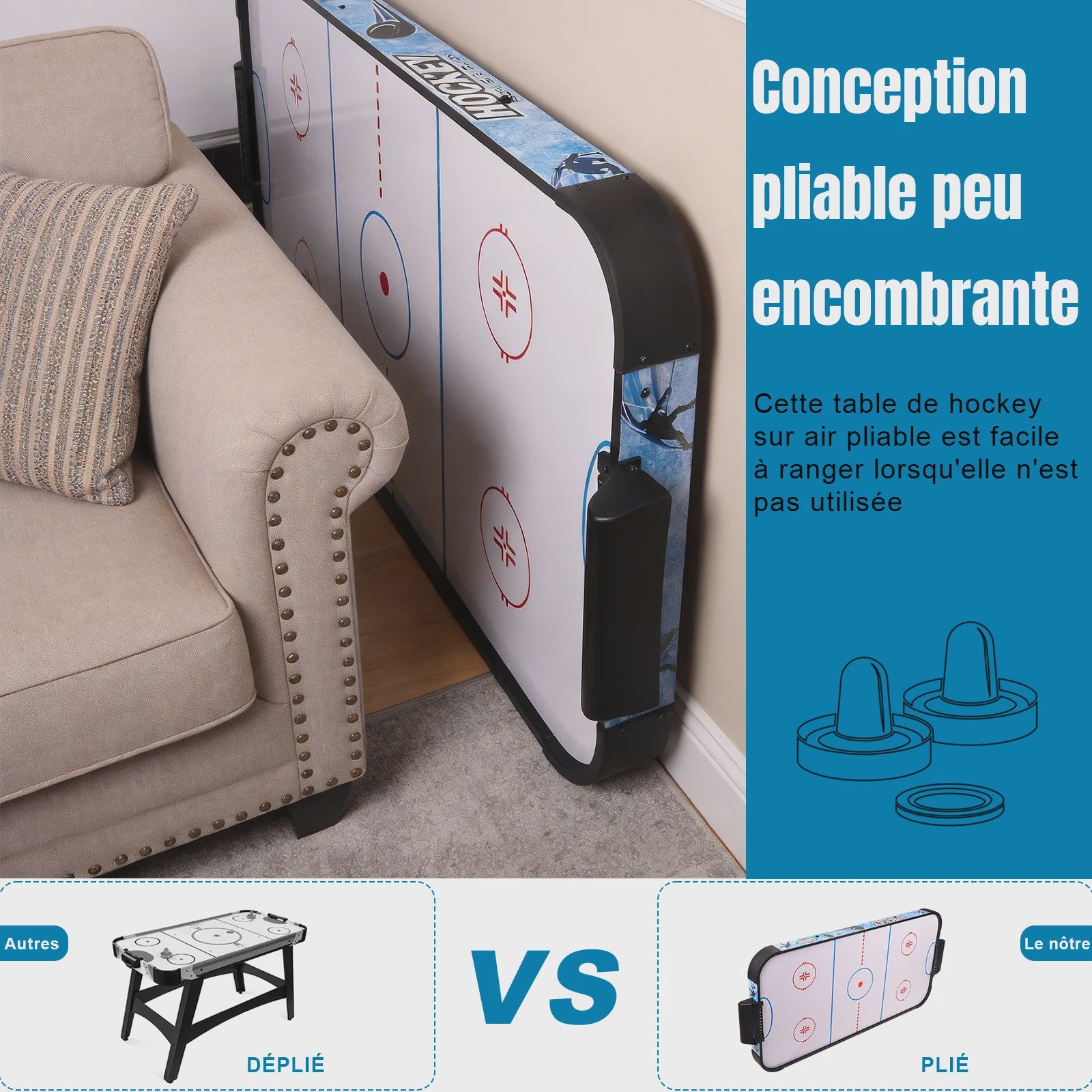 HLC Air Hockey Tafel - Inclusief 2 Paddles & 2 Pucks - Voor Volwassenen en Kinderen