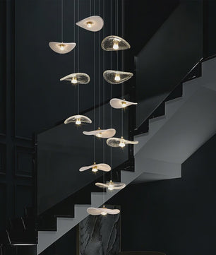 Luxe Glazen Trappenhuis Hanglamp - Moderne Lange Plafondlamp met Meerdere Pendels
