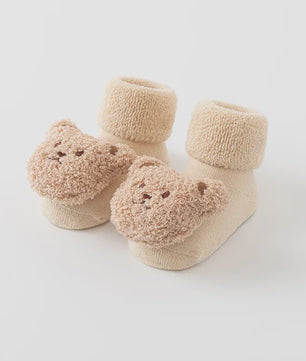 Schattige Babysokjes met Beer - Zacht Katoen, Anti-slip & Warm voor Jongens en Meisjes