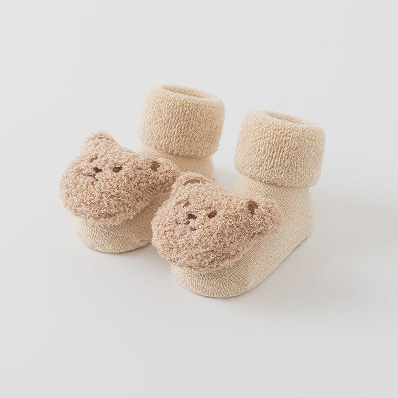 Schattige Babysokjes met Beer - Zacht Katoen, Anti-slip & Warm voor Jongens en Meisjes