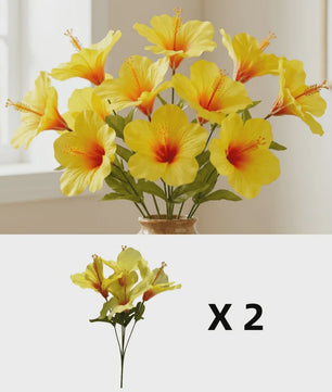 Set van 2 Boeketten Kunst Hibiscus Bloemen - Zomerse Decoratie