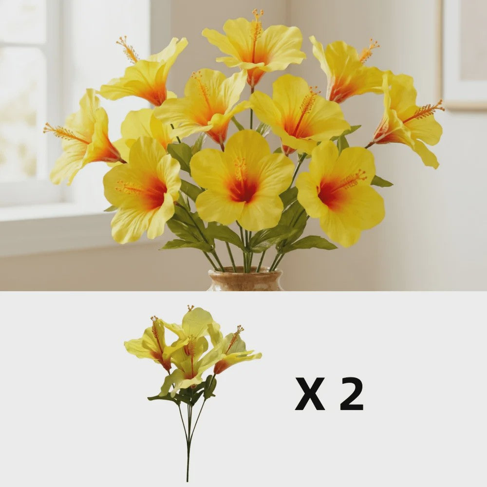 Set van 2 Boeketten Kunst Hibiscus Bloemen - Zomerse Decoratie