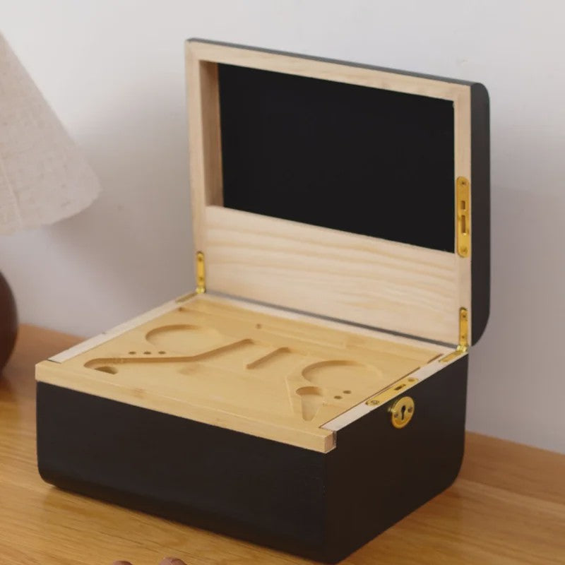Luxe Houten Opbergdoos met Afneembaar Rolplateau & Geurafsluiting