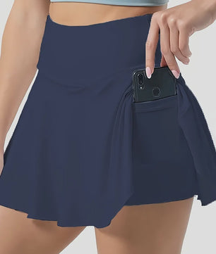 Sportieve Tennisrok met Hoge Taille, Ingebouwde Zak en Sneldrogend Materiaal - Perfect voor Fitness & Hardlopen