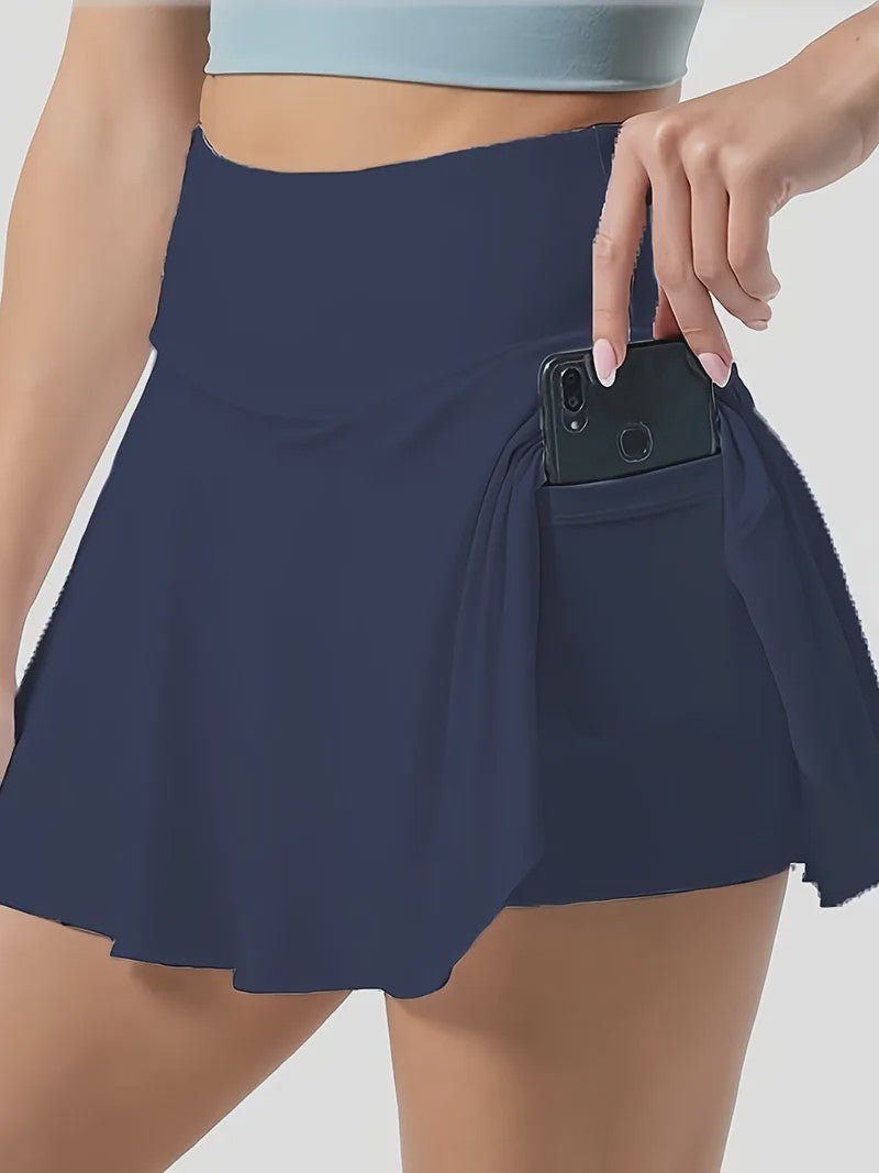 Sportieve Tennisrok met Hoge Taille, Ingebouwde Zak en Sneldrogend Materiaal - Perfect voor Fitness & Hardlopen