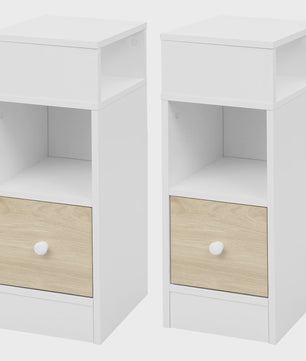 Compact Nachtkastje met 2 Open Vakken en 1 Lade - Slimme Opbergkast voor Slaapkamer