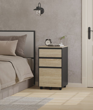 Mobiel Archiefkastje met 3 Lades en Wielen - Kantoor Organizer 40x70x40cm