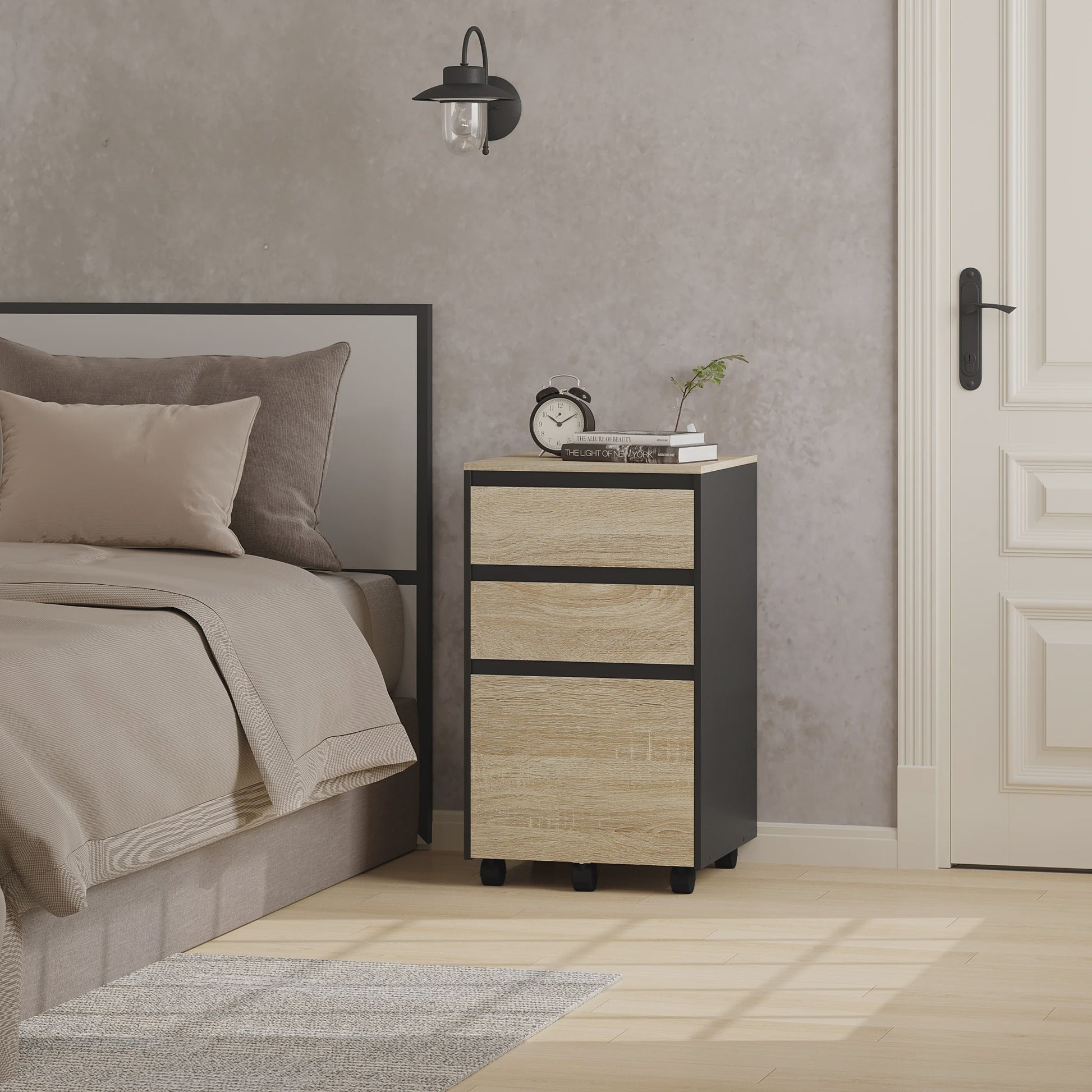 Mobiel Archiefkastje met 3 Lades en Wielen - Kantoor Organizer 40x70x40cm
