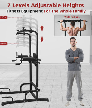 Krachtstation Power Tower: Pull-up Bar, Dip Station & Fitness Toren voor Thuistraining