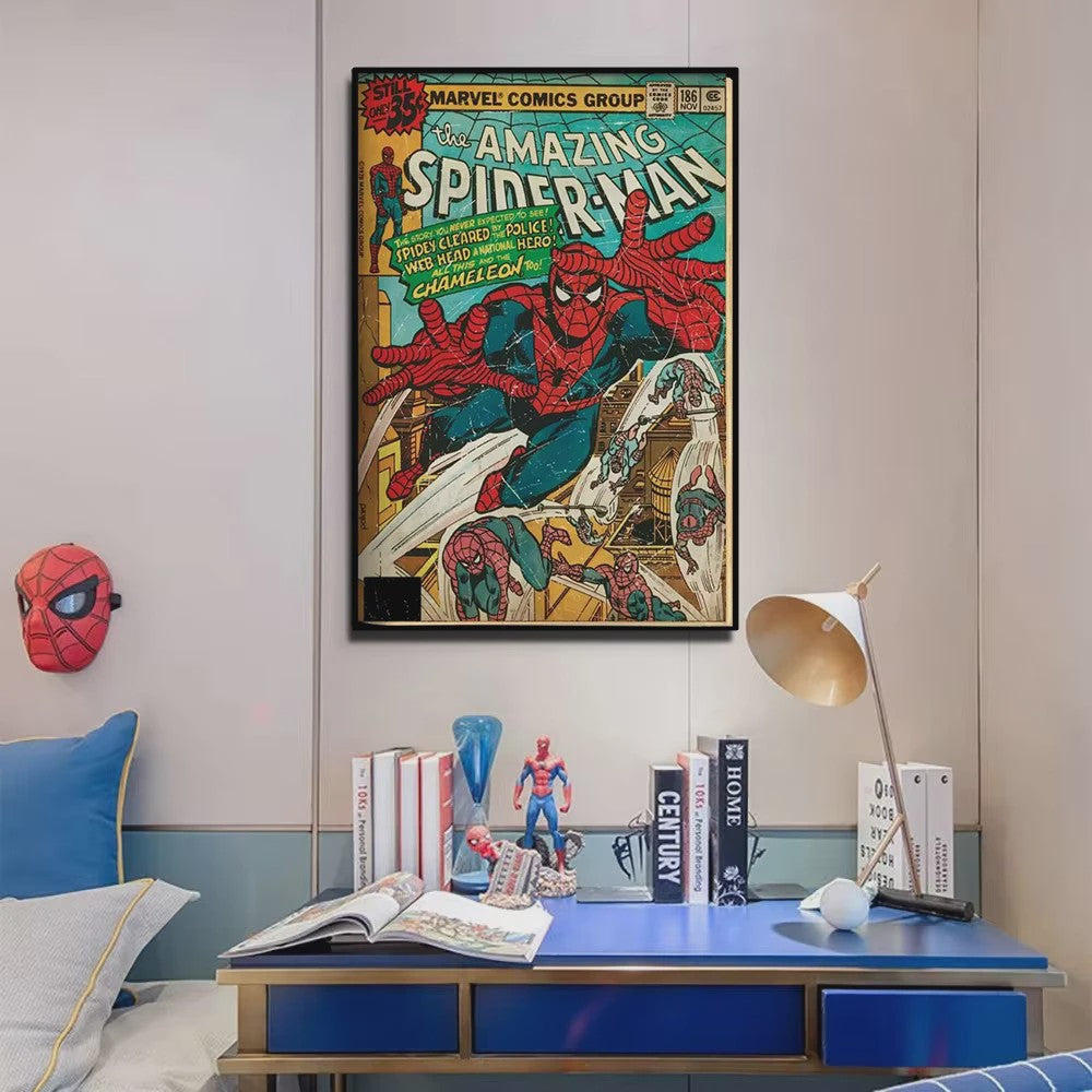 Retro Marvel Spider-Man Poster: Iconische Superheld Kunst voor aan de Muur