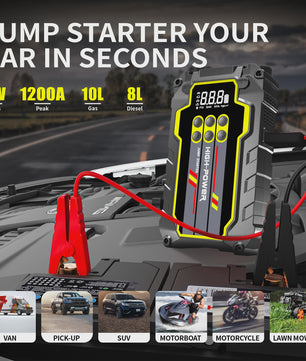AntPower 1200A 4-in-1 Jump Starter: Krachtige Powerbank & Accubooster voor Benzine en Diesel