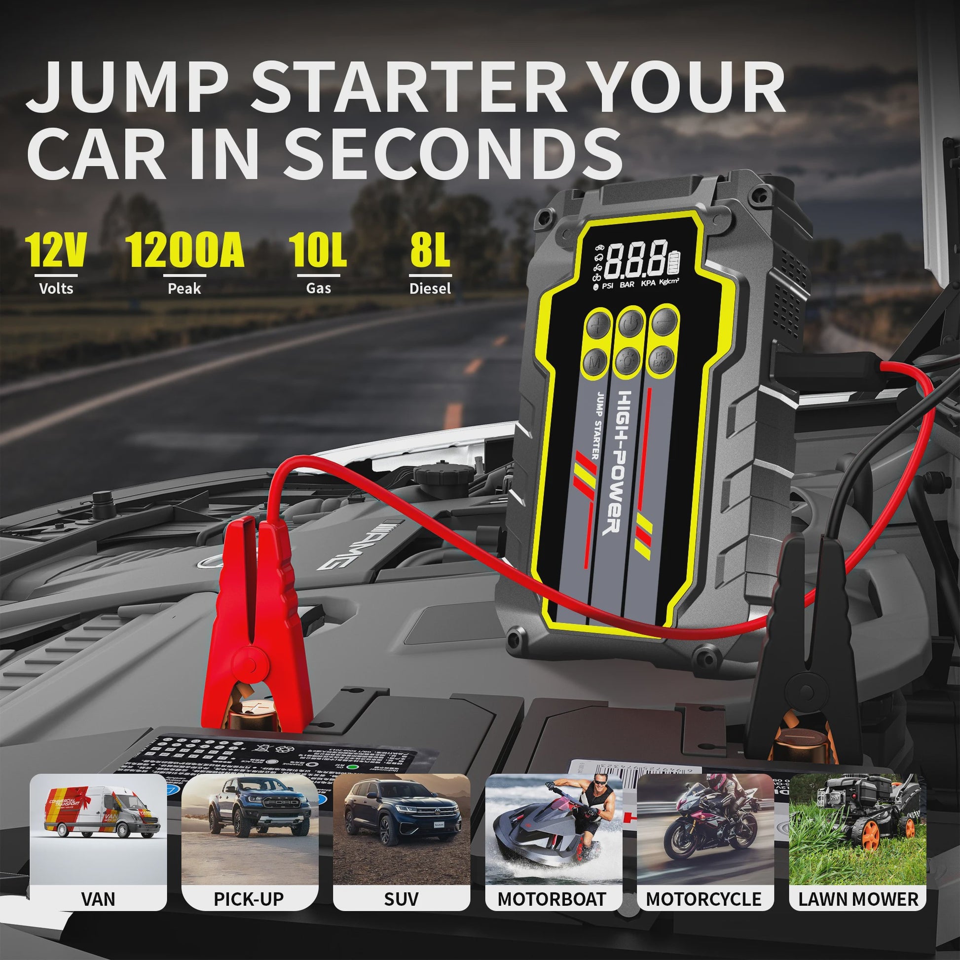 AntPower 1200A 4-in-1 Jump Starter: Krachtige Powerbank & Accubooster voor Benzine en Diesel
